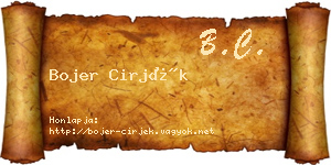 Bojer Cirjék névjegykártya